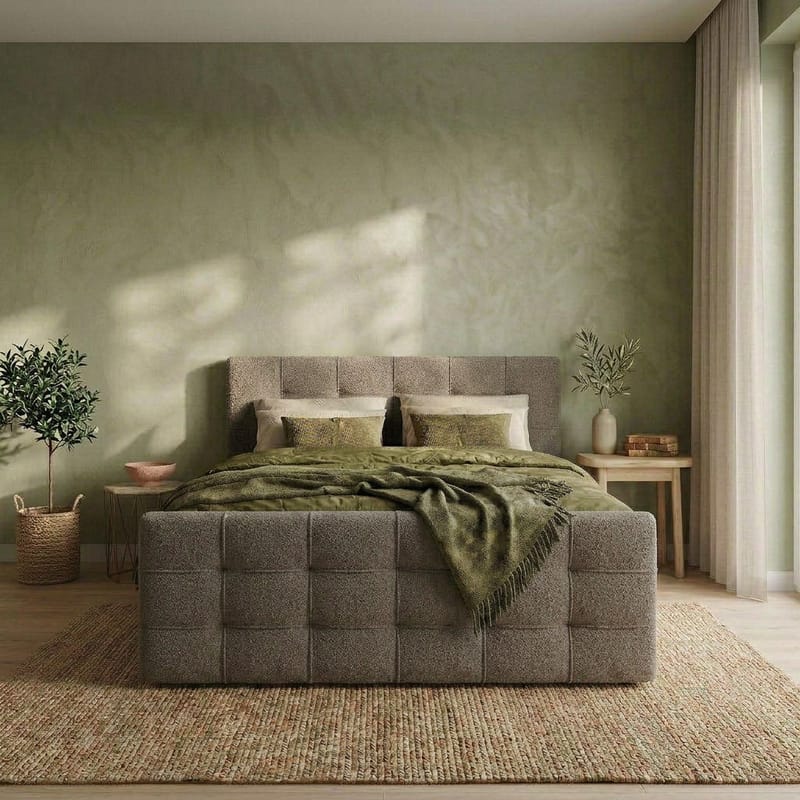 Sängpaket Kontinentalsäng Elvros 180x200 cm med Lyftförvaring - Varm greige / ljus mocka - Möbler - Säng - Kontinentalsäng
