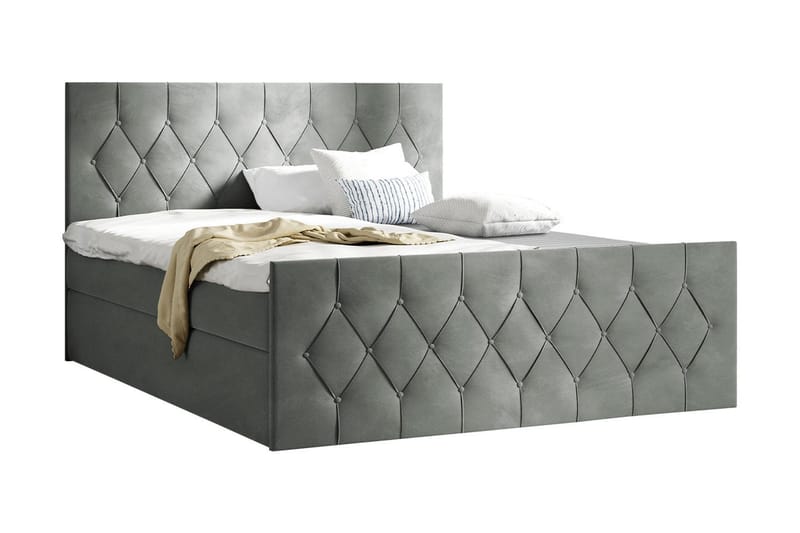 Sängpaket Kontinentalsäng Kanwer 120x200 cm med Förvaring - Grå - Säng med förvaring - Komplett sängpaket