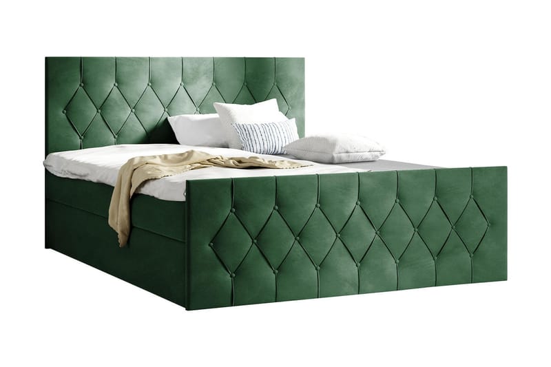 Sängpaket Kontinentalsäng Kanwer 120x200 cm med Förvaring - Grön - Säng med förvaring - Komplett sängpaket