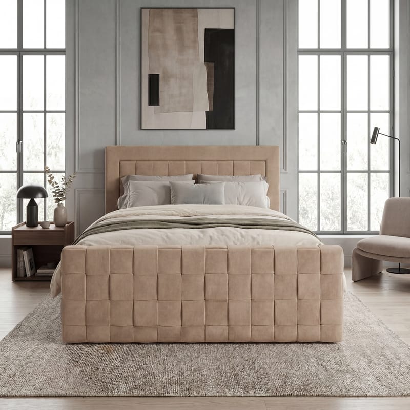 Sängpaket Kontinentalsäng Ryven 160x200 cm med Lyftförvaring - kamelfärgad/karamell/guldbeige - Möbler - Säng - Kontinentalsäng