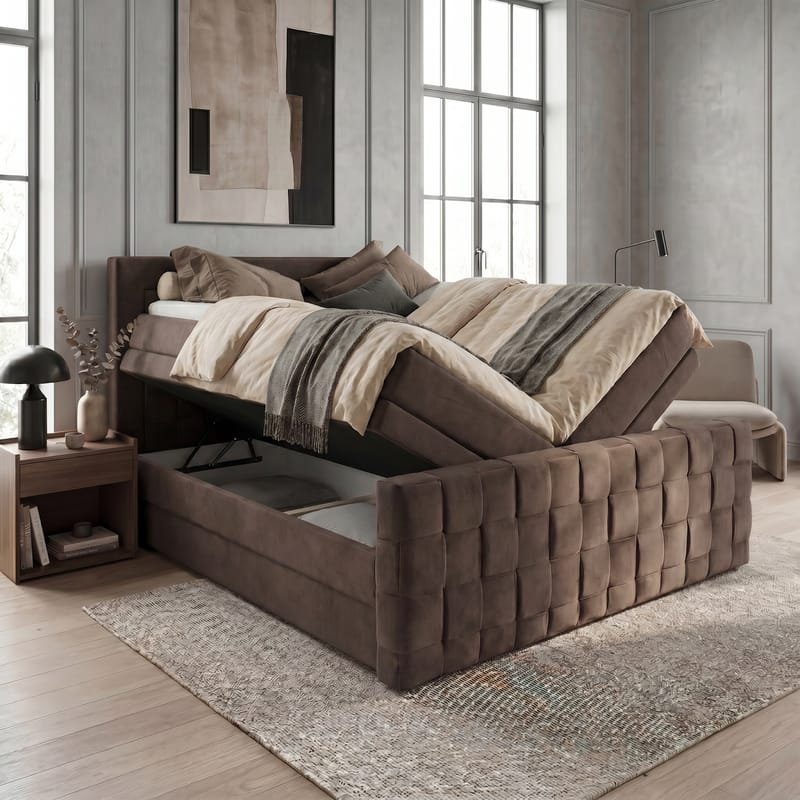 Sängpaket Kontinentalsäng Ryven 160x200 cm med Lyftförvaring - mörk espresso/mörkbrun - Möbler - Säng - Kontinentalsäng