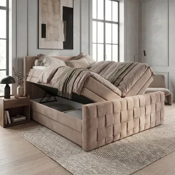 Sängpaket Kontinentalsäng Ryven 180x200 cm med Lyftförvaring - varm beige/latte - Möbler - Säng - Kontinentalsäng