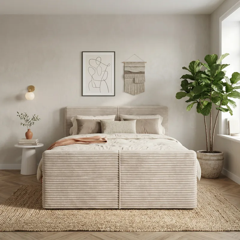 Sängpaket Kontinentalsäng Sorvin 140x200 cm med Lyftförvaring - Gräddvit / écru / elfenben - Möbler - Säng - Kontinentalsäng