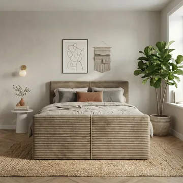 Sängpaket Kontinentalsäng Sorvin 140x200 cm med Lyftförvaring - Varm beige - Möbler - Säng - Kontinentalsäng