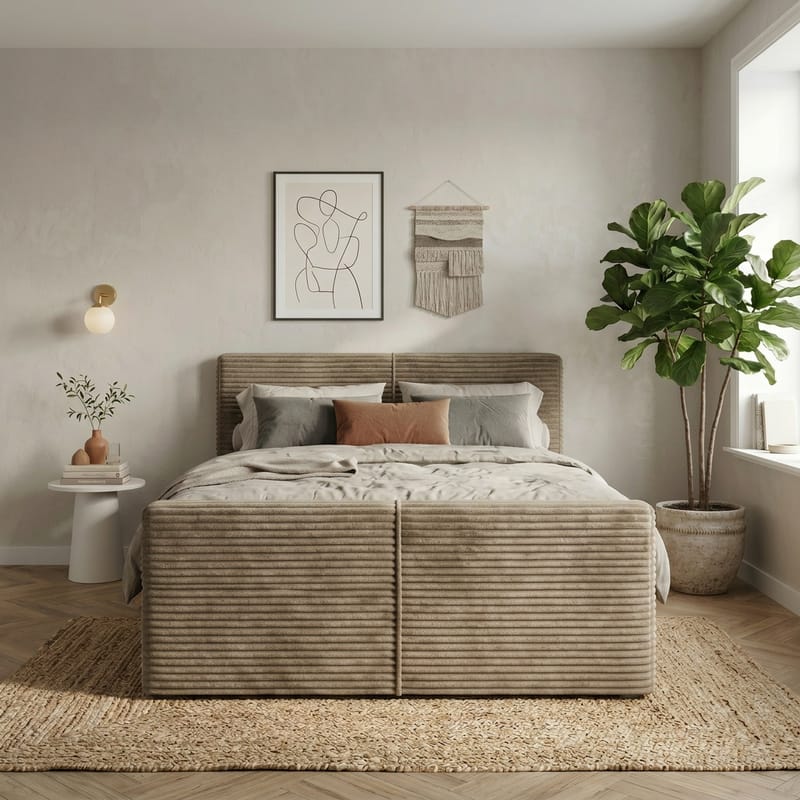 Sängpaket Kontinentalsäng Sorvin 140x200 cm med Lyftförvaring - Varm beige - Möbler - Säng - Kontinentalsäng