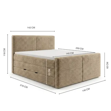 Sängpaket Kontinentalsäng Sorvin 140x200 cm med Lyftförvaring - Varm beige - Möbler - Säng - Kontinentalsäng