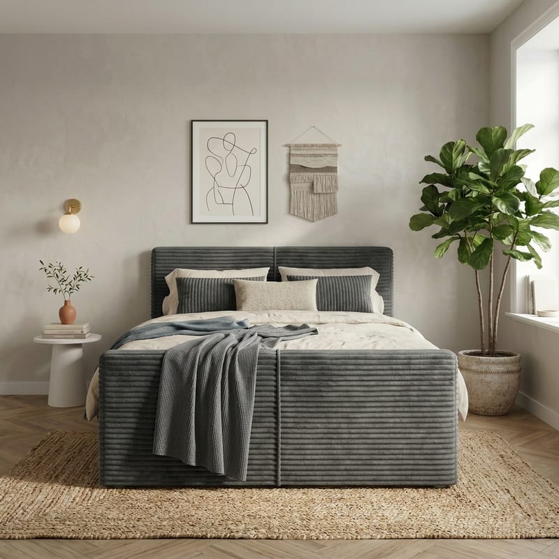 Sängpaket Kontinentalsäng Sorvin 160x200 cm med Lyftförvaring - Grafitgrå/Mörkgrå - Möbler - Säng - Kontinentalsäng