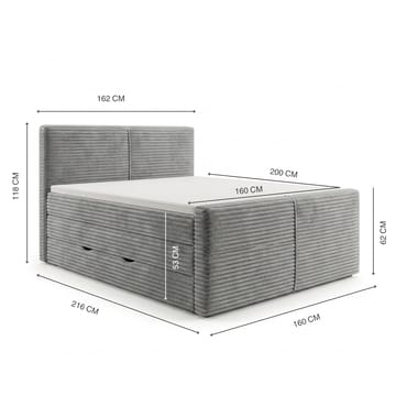 Sängpaket Kontinentalsäng Sorvin 160x200 cm med Lyftförvaring - Ljusgrå - Möbler - Säng - Kontinentalsäng