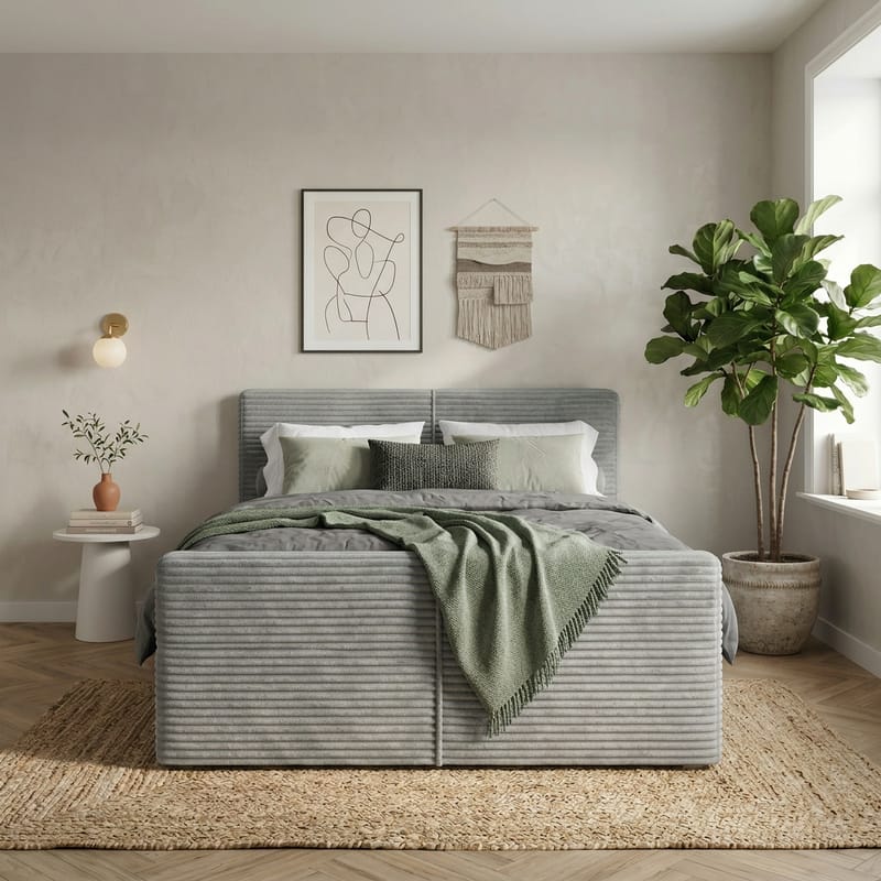 Sängpaket Kontinentalsäng Sorvin 160x200 cm med Lyftförvaring - Ljusgrå - Möbler - Säng - Kontinentalsäng
