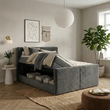 Sängpaket Kontinentalsäng Sorvin 180x200 cm med Lyftförvaring - Grafitgrå/Mörkgrå - Möbler - Säng - Kontinentalsäng