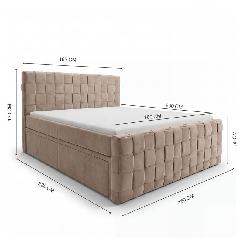 Sängpaket Kontinentalsäng Tyrosen 160x200 cm med Lådförvaring - Varm beige - Möbler - Säng - Kontinentalsäng
