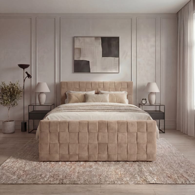 Sängpaket Kontinentalsäng Tyrosen 180x200 cm med Lådförvaring - kamel - Möbler - Säng - Kontinentalsäng