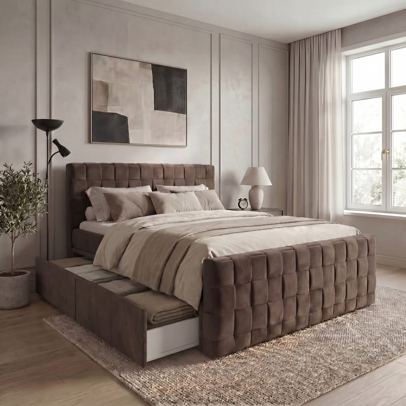 Sängpaket Kontinentalsäng Tyrosen 180x200 cm med Lådförvaring - Mörk espresso - Möbler - Säng - Kontinentalsäng