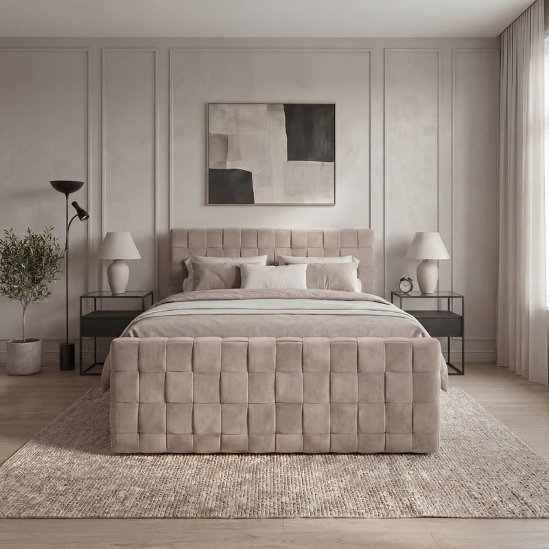 Sängpaket Kontinentalsäng Tyrosen 180x200 cm med Lådförvaring - varm beige - Möbler - Säng - Kontinentalsäng