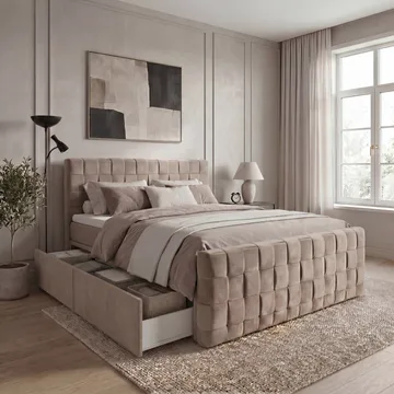 Sängpaket Kontinentalsäng Tyrosen 180x200 cm med Lådförvaring - varm beige - Möbler - Säng - Kontinentalsäng