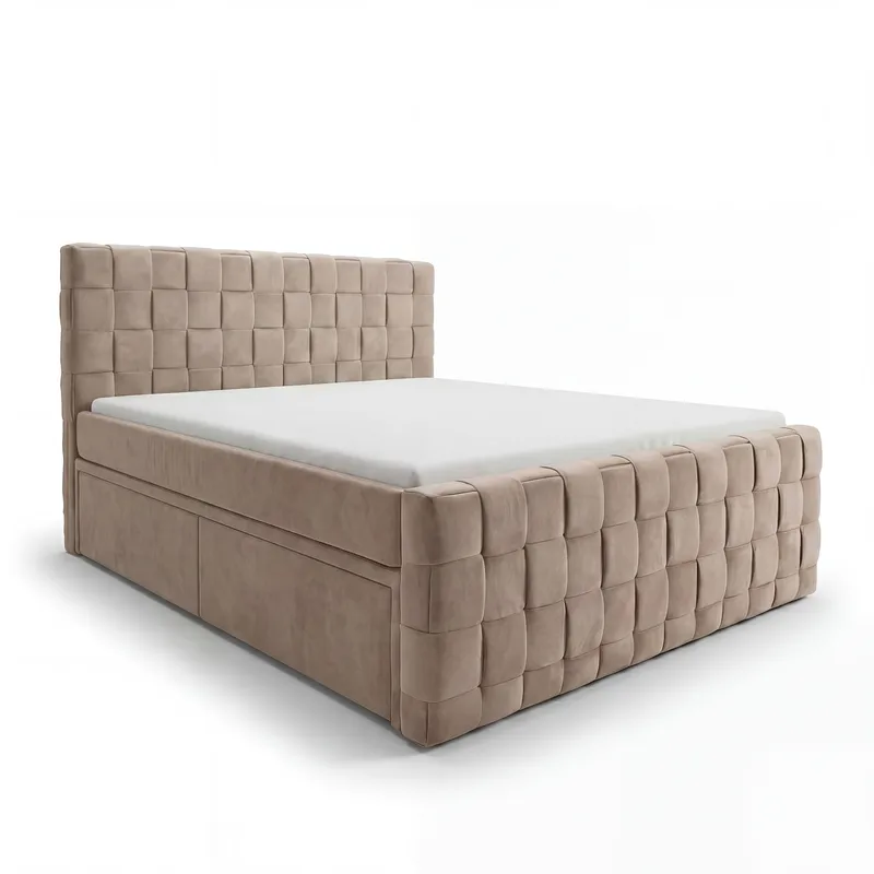 Sängpaket Kontinentalsäng Tyrosen 180x200 cm med Lådförvaring, varm beige