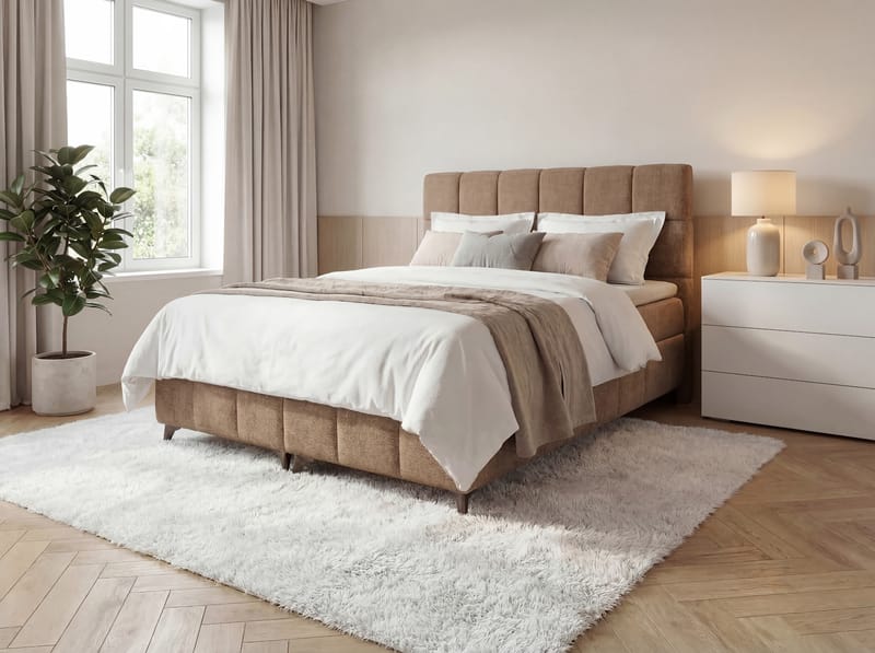 Sängpaket Kontinentalsäng Vyrosen 140x200 cm med Lyftförvaring - beige - Möbler - Säng - Kontinentalsäng
