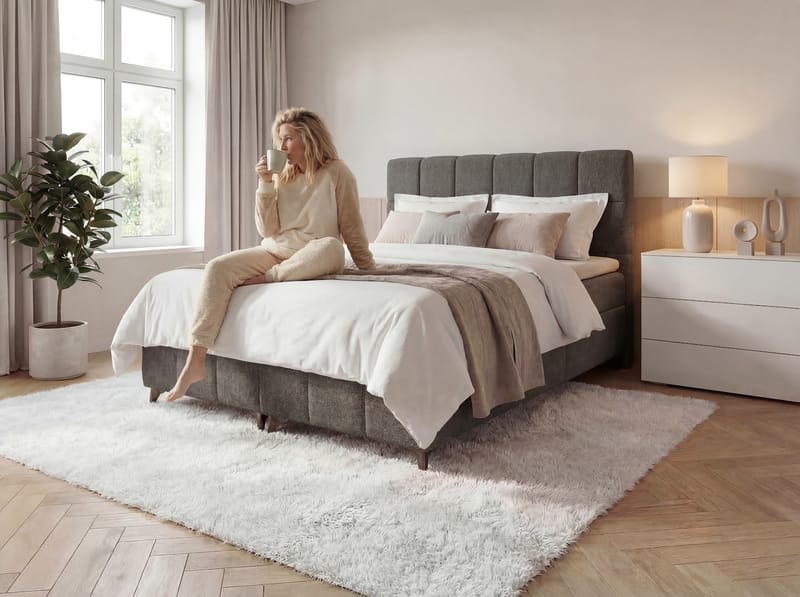 Sängpaket Kontinentalsäng Vyrosen 140x200 cm med Lyftförvaring - grå - Möbler - Säng - Kontinentalsäng