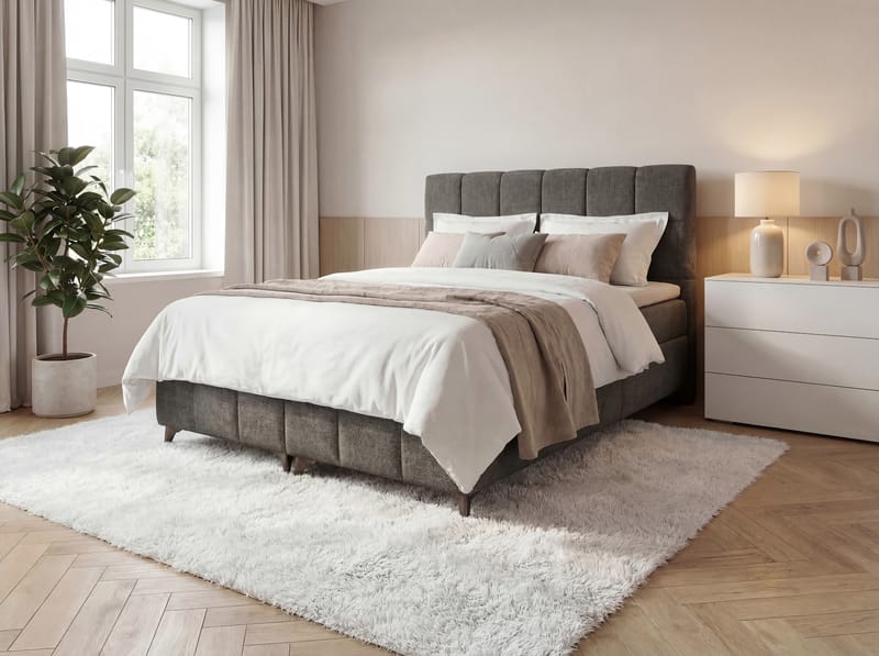 Sängpaket Kontinentalsäng Vyrosen 140x200 cm med Lyftförvaring - grå - Möbler - Säng - Kontinentalsäng