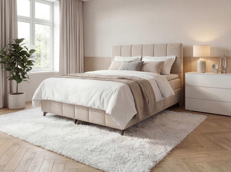 Sängpaket Kontinentalsäng Vyrosen 140x200 cm med Lyftförvaring - krämbeige - Möbler - Säng - Kontinentalsäng