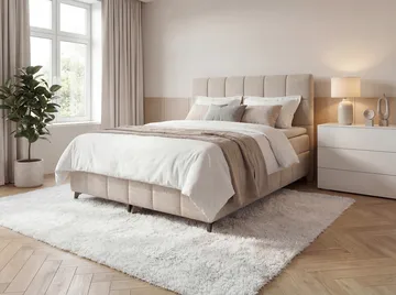 Sängpaket Kontinentalsäng Vyrosen 160x200 cm med Lyftförvaring - krämbeige - Möbler - Säng - Kontinentalsäng