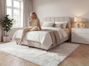Sängpaket Kontinentalsäng Vyrosen 180x200 cm med Lyftförvaring - krämbeige - Möbler - Säng - Kontinentalsäng