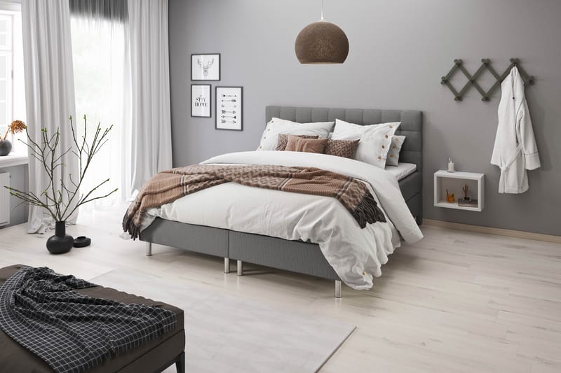Sängpaket Suset Box Bed 180x200 - Grå - Möbler - Säng - Enkelsäng
