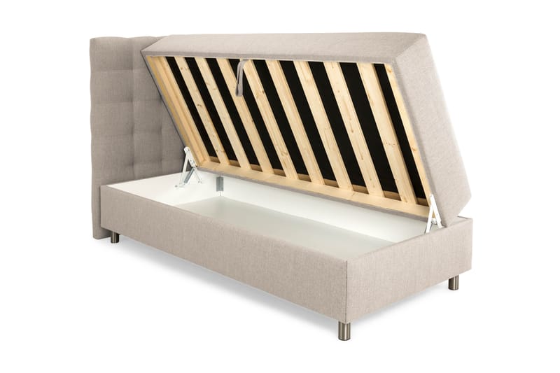 Sängpaket Suset Box Bed 90x200 - Beige - Säng med förvaring - Komplett sängpaket