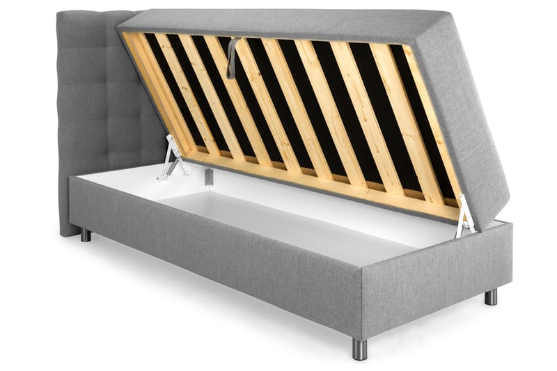 Sängpaket Suset Box Bed 90x200 - Ljusgrå - Säng med förvaring - Komplett sängpaket