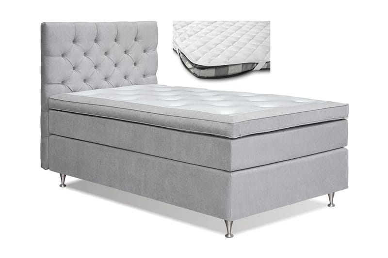 Sängpaket Paraiso Kontinentalsäng Medium + Madrasskydd - 120x200 cm Ljusgrå (+Fler val) - Möbler - Säng - Kontinentalsäng