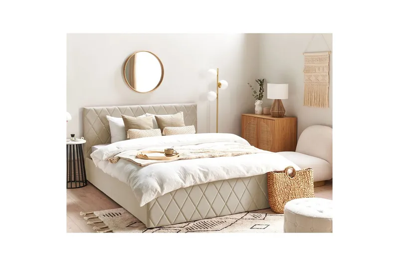 Sängram & Sängstomme Säng med förvaring Rochefort Beige 160x200 - Möbler - Säng - Säng med förvaring