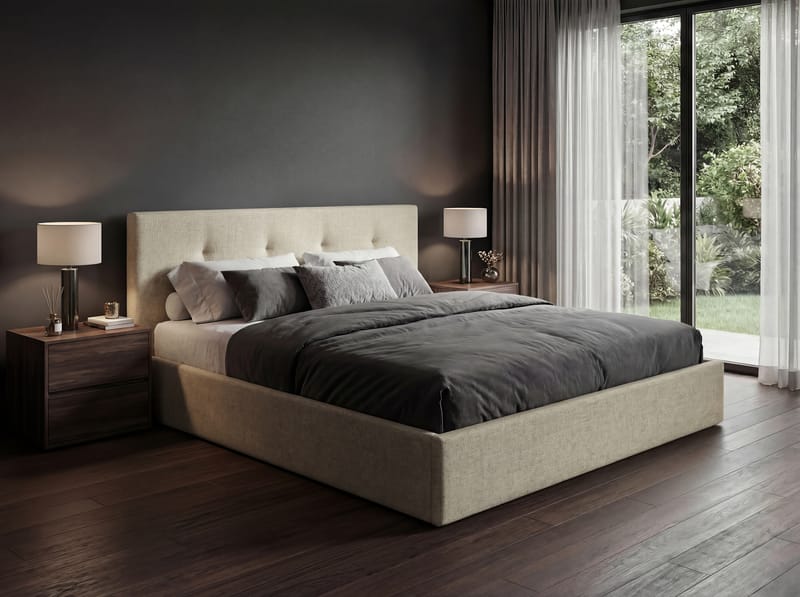 Sängram Deylinor 140x200 cm med Lyftförvaring - beige - Möbler - Säng - Säng med förvaring