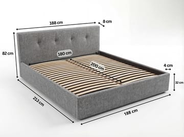 Sängram Deylinor 140x200 cm med Lyftförvaring - grå - Möbler - Säng - Säng med förvaring