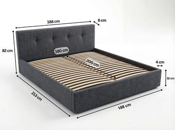 Sängram Deylinor 160x200 cm med Lyftförvaring - Grafitgrå - Möbler - Säng - Säng med förvaring