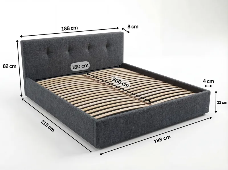 Sängram Deylinor 160x200 cm med Lyftförvaring - Grafitgrå - Möbler - Säng - Säng med förvaring