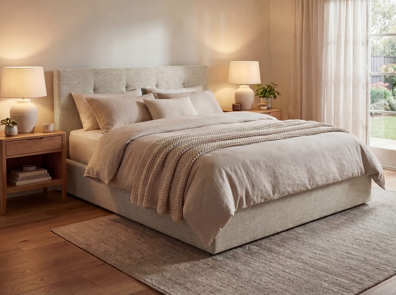 Sängram Deylinor 180x200 cm med Lyftförvaring - beige - Möbler - Säng - Säng med förvaring