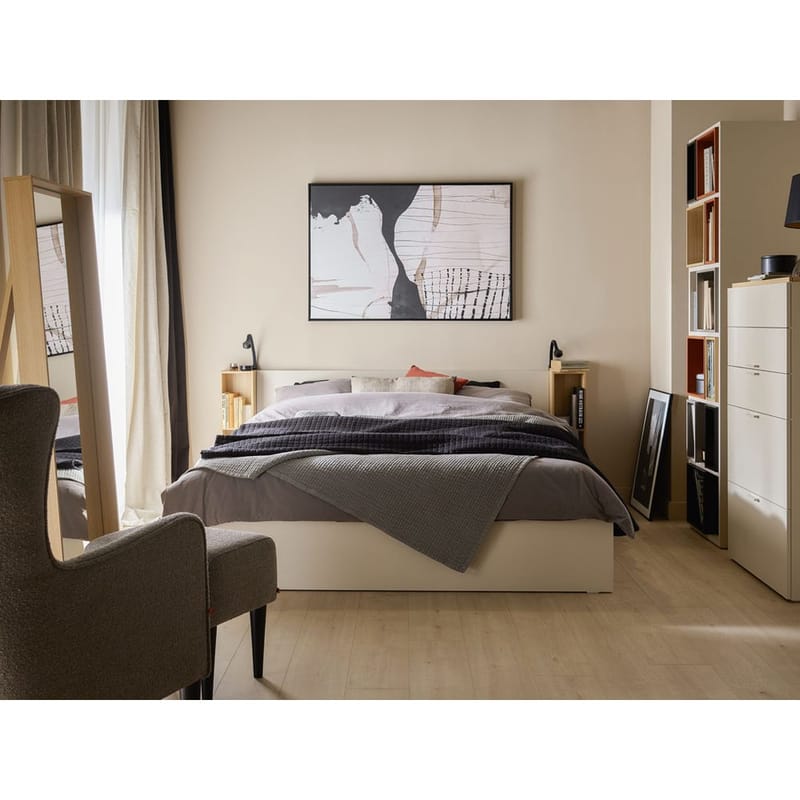 Sängram med huvudgavel 4 You Fresh med Trälameller på Band Sandbeige - 160 x 200 cm - Möbler - Säng - Sängram & sängstomme