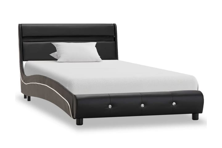 Sängram med LED svart konstläder 120x200 cm - Sängram & sängstomme