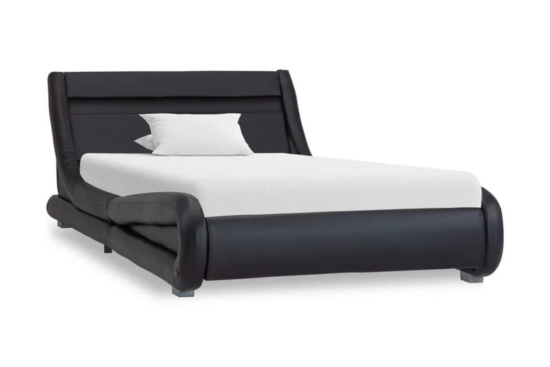 Sängram med LED svart konstläder 90x200 cm - Sängram & sängstomme