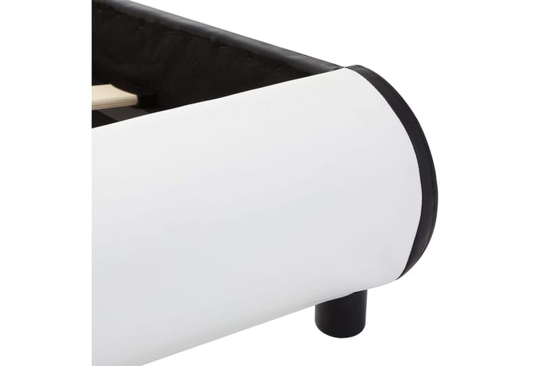 Sängram med LED vit konstläder 90x200 cm - Vit - Sängram & sängstomme