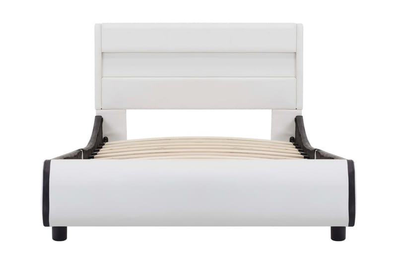 Sängram med LED vit konstläder 90x200 cm - Vit - Sängram & sängstomme