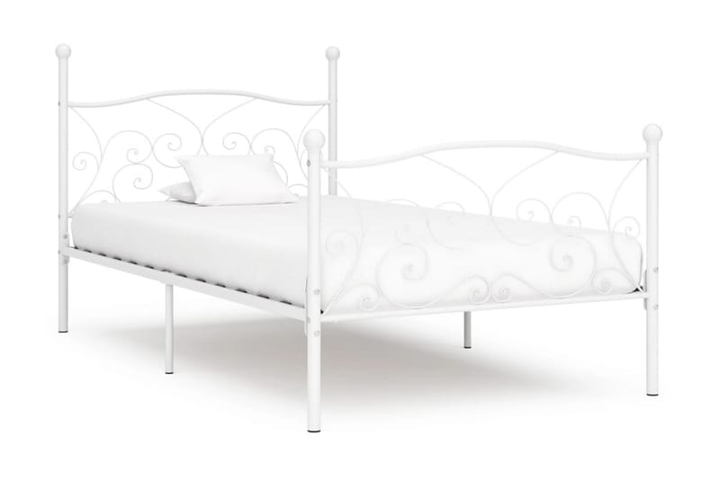 Sängram med ribbotten vit metall 120x200 cm - Sängram & sängstomme