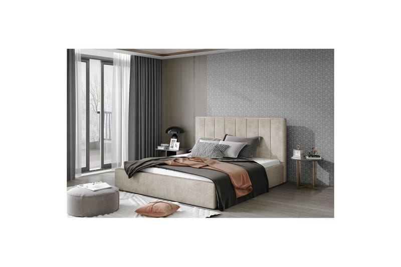 Sängram med stoppning Eltap Audrey fr. stål - Dora 21, Beige, 180x200 cm - Möbler - Säng - Säng med förvaring