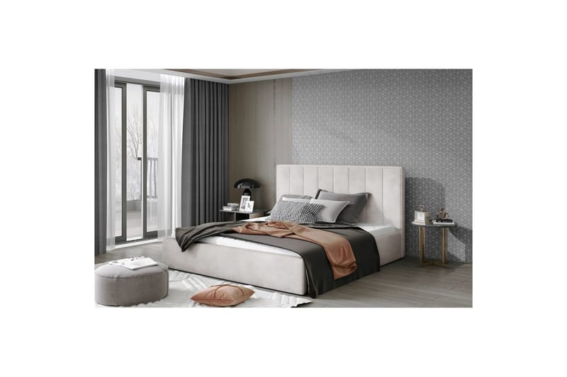 Sängram med stoppning Eltap Audrey fr. stål - Jarell 18, Beige, 180x200 cm - Möbler - Säng - Säng med förvaring