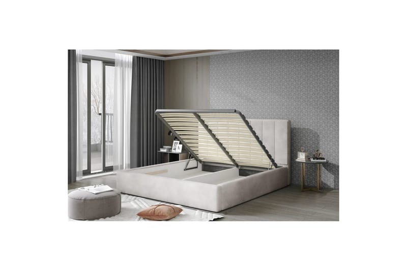 Sängram med stoppning Eltap Audrey fr. stål - Jarell 18, Beige, 180x200 cm - Möbler - Säng - Säng med förvaring