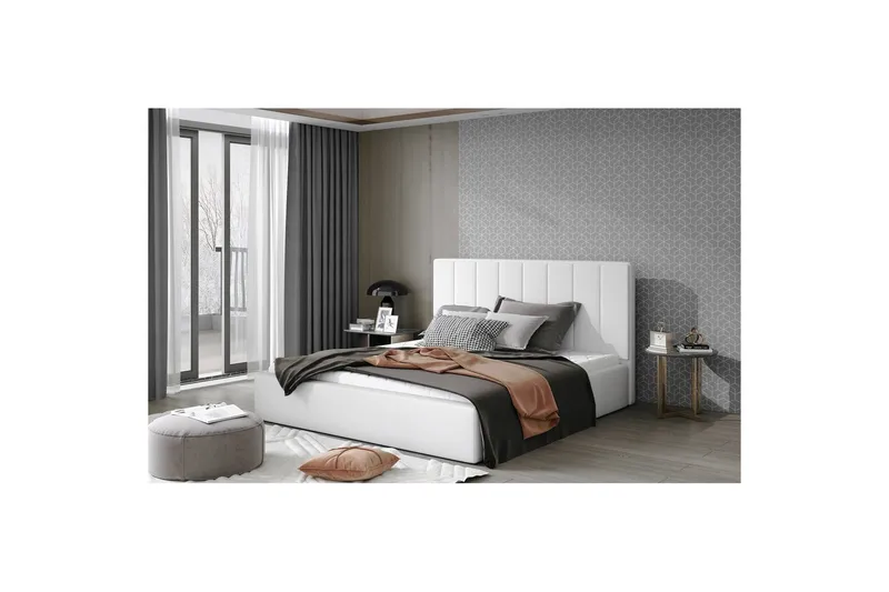 Sängram med stoppning Eltap Audrey fr. stål - Soft 17, Vit, 160x200 cm - Möbler - Säng - Säng med förvaring