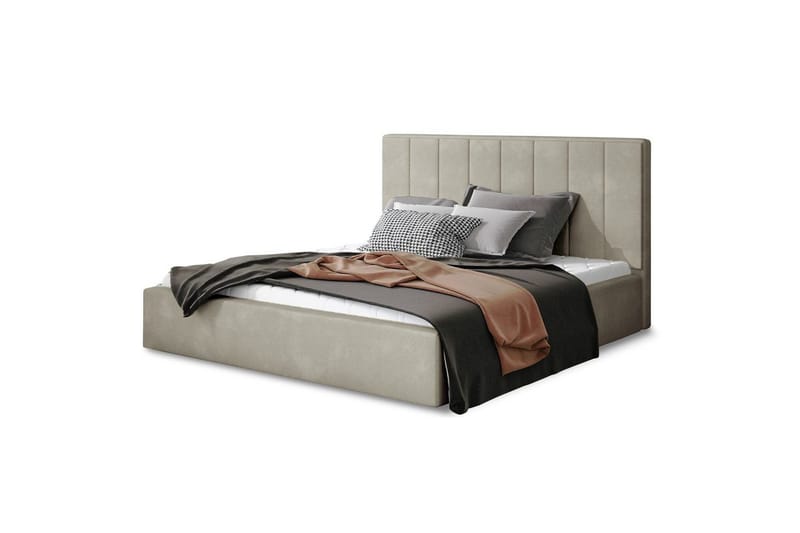 Sängram med stoppning Eltap Audrey fr. stål, Paros 02, Beige, 140x200 cm