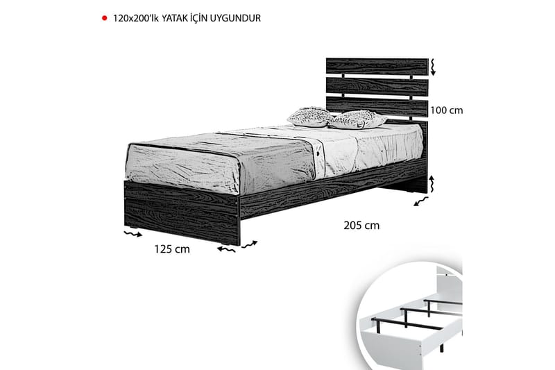 Sängram Montek 120x200 cm - Vit - Sängram & sängstomme