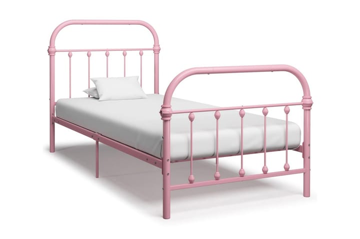 Sängram rosa metall 100x200 cm - Sängram & sängstomme