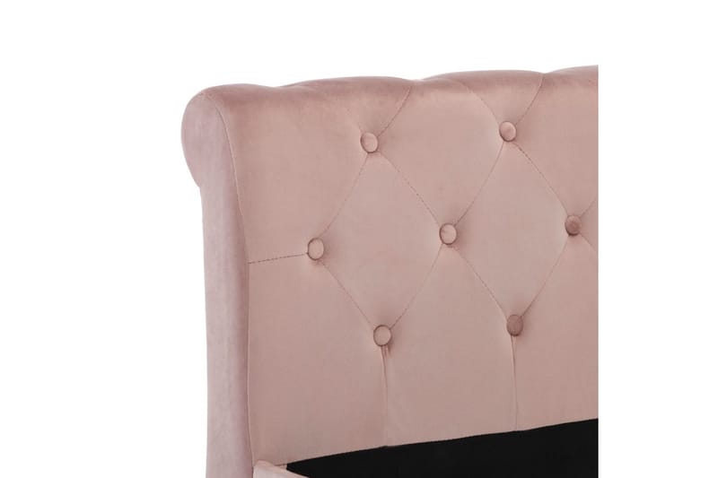 Sängram rosa sammet 140x200 cm - Rosa - Sängram & sängstomme